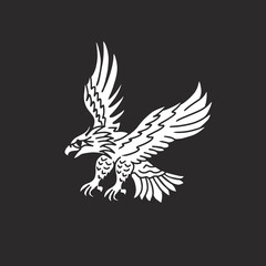 Hand Drawing Illustration Flying Eagle Tattoo Black Background