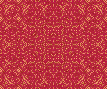 Ornate traditional Chinese abstract line seamless pattern vector illustration