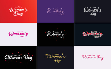 Fototapeta na wymiar International Women's Day vector hand-written typography background with a gradient color scheme