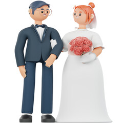bride and groom bouquet 3D render illustration - 561533480