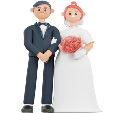 wedding couple 3D render illustration
