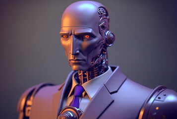 Portrait of human cyborg technology, AI Generate