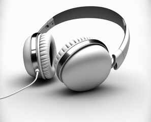 White full size headphones on white background, AI Generate