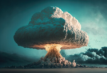 Mushrooms cloud from a nuclear bomb, AI Generate