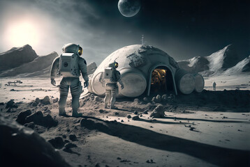 Astronauts are establishing a new colony on the moon, AI Generate