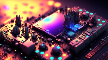 Obraz premium Generative AI super computer quantum from alien technology. Unknown technology for inspiration tech background.