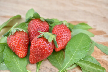 A closeup selective picture of bunch of strawberries