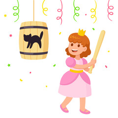 Fastelavn celebration cat in a barrel