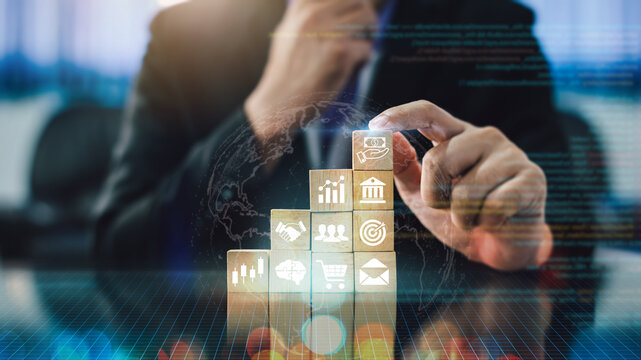 Businessman concept for SWOT analysis company financial economy, business marketing and strategy.