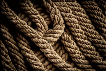 Fototapeta premium a close up of a rope with a knot on it's end and a knot on the end of the rope on the end of the rope is brown color of the rope, and the rope.