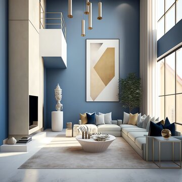 Modern Living Room With Fireplace