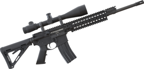 Isolated assault rifle with a high powered scope
