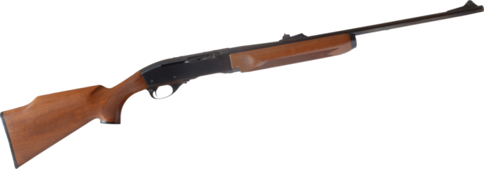 Semi-automatic rifle used for hunting with a wood stock isolated on white
