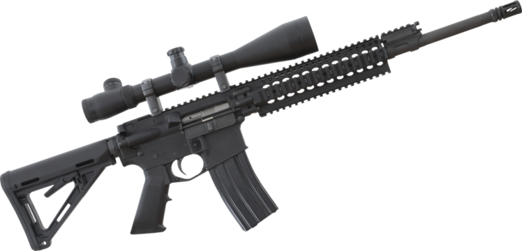 Isolated assault rifle with a high powered scope