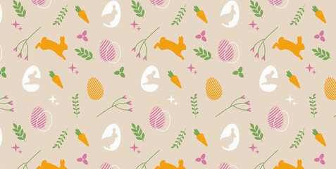Ostermuster mit Hasen, Möhre, Blättern und Eiern © Roman