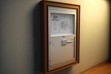mock poster frame on internal cabinet. Generative AI