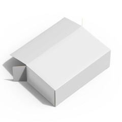 Matte Corrugated White Paper Box Under Daylight Isolated on White Background 3D illustration for Packaging Mockup like Spice, Toys, Food, Health Item, Medicine