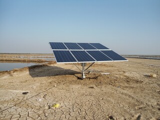 Salt farmer using solar water pumping system 