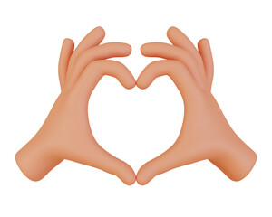 Hands gestures 3D cartoon, icon character hand with heart shape, beautiful symbol hand love concept, I love you hand, valentines day, 3D render illustration