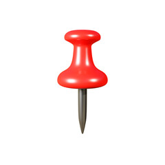 Red push pin isolate on white background with clipping path, 3d render illustration
