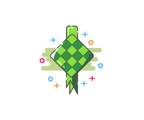 Vector illustration of ketupat in MBE style that suitable for ramadhan event and celebrate eid al-fitr day