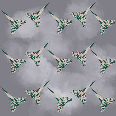 christmas background with snowflakes plane