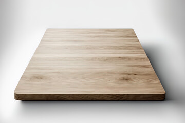 Naklejka na ściany i meble White background with a light wooden table top isolated on it can be used to montage or exhibit your merchandise. Generative AI