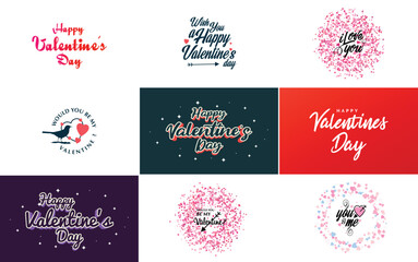 Fototapeta na wymiar Vector illustration of a heart-shaped wreath with Happy Valentine's Day text