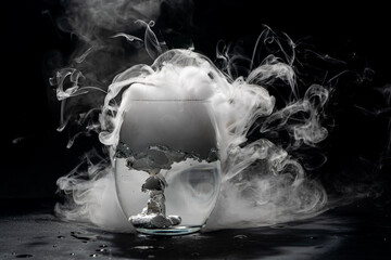 Fototapeta molecular cuisine. Glass with dry ice and steam obraz