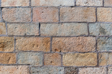 Abstract background and texture of the stone walls of an ancient Hindu temple.
