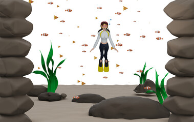  Underwater Scuba diver explore and enjoy Coral reef Sea life. © tohceenilas