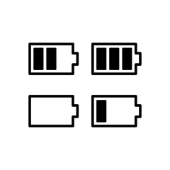 Battery charging process black vector icon