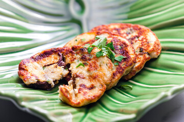 cauliflower and potato pancakes with red beans