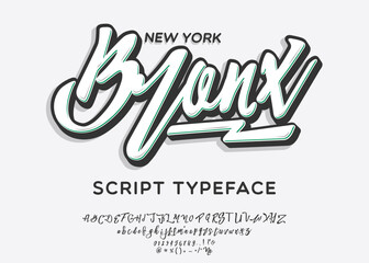 Bronx. New York City print. Hand made script font. Stylish badge for stickers or prints on clothes.