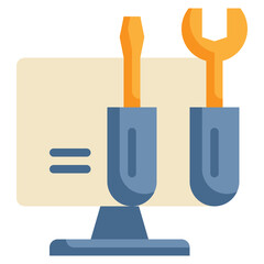 wrench screw tool maintenance repair computer icon flat style
