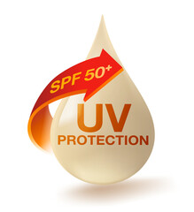 UV protection and reflect ultraviolet rays with SPF 50+. Cosmetics ads, sunscreen, lotion, serum, UV protection.
