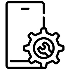 telephone repair maintenance cog icon simple line