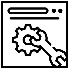 webpage maintenance wrench cog icon simple line