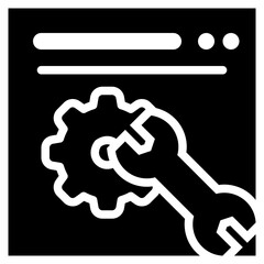 Fototapeta na wymiar webpage maintenance wrench cog icon solid glyph