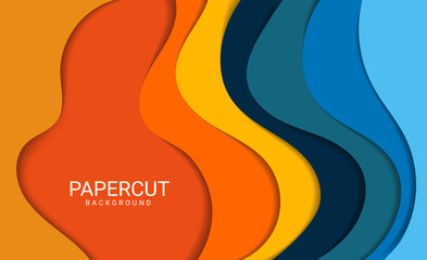 Modern colorful papercut wave background premium vector suitable for social media template, and etc