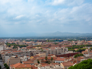 Fototapeta na wymiar City of Perpignan as seen from the 