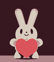 Obraz premium Happy bunny holding heart illustration