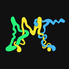 Obraz premium DMT word,trippy psychedelic style letters.Vector hand drawn doodle cartoon character illustration.Funny cool trippy letters,DMT, acid fashion,60s style print for t-shirt,poster concept