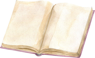 Watercolor image of books, hand drawn, suitable for stickers, sublimation, invitations, postcards and more