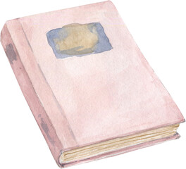 Watercolor image of books, hand drawn, suitable for stickers, sublimation, invitations, postcards and more