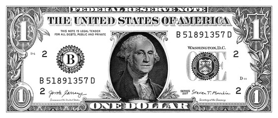 blue textured 1 US dollar banknote with black background - obrazy, fototapety, plakaty