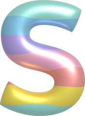 Metallic Balloon alphabet in rainbow tones. Letter S