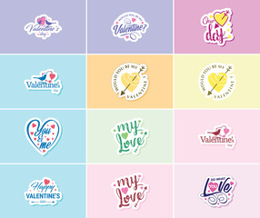 Heartwarming Valentine's Day Typography and Graphic Design Stickers