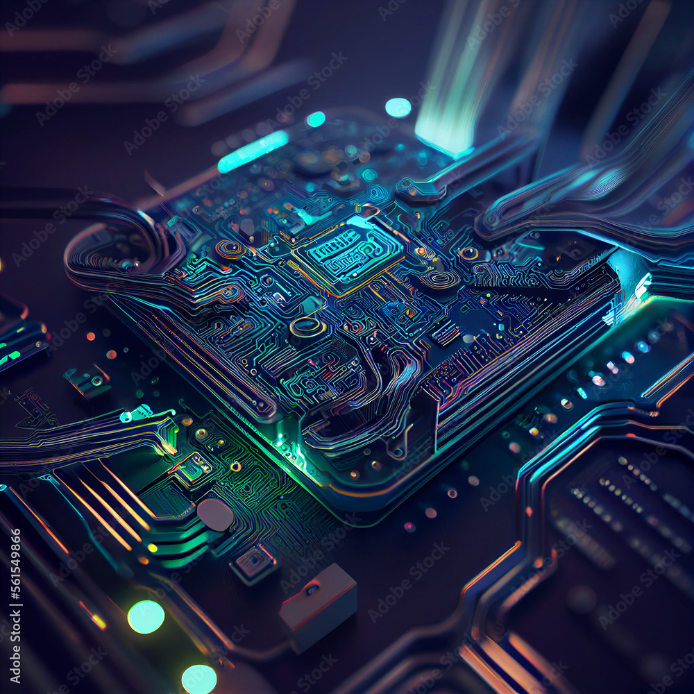 Poster electronic circuit board created with generative ai