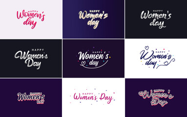 Fototapeta na wymiar International Women's Day vector hand-written typography background